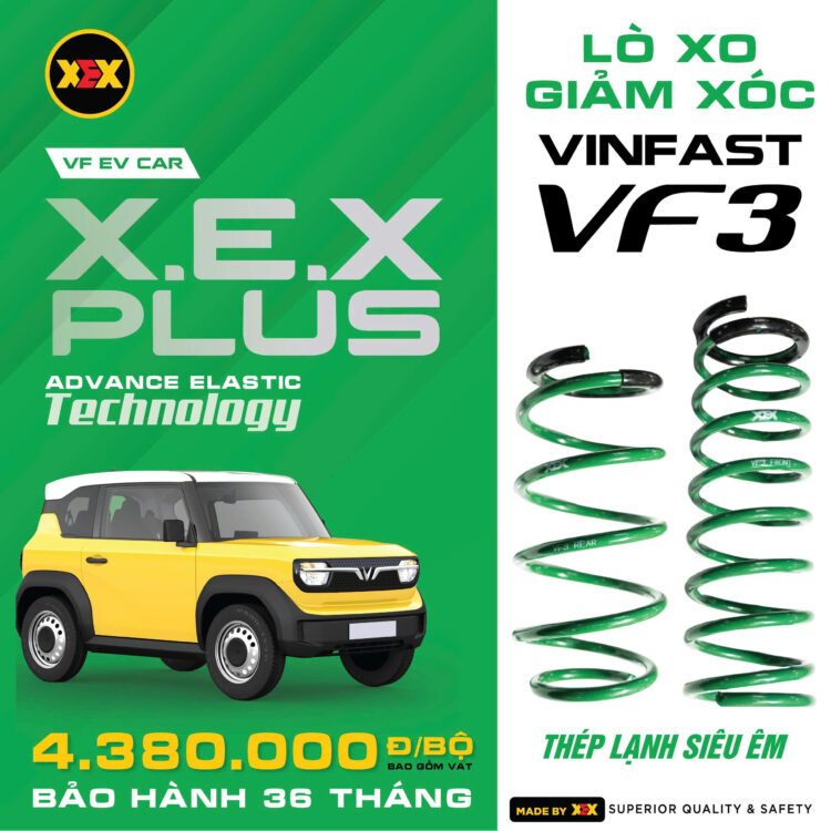Lò xo VF3 tốt nhất: Giải pháp nâng cấp êm ái – chắc chắn với X.E.X Plus dành cho VinFast VF3 6 vf3