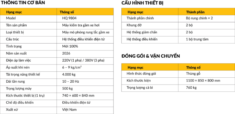 Máy Rung Lắc Kiểm tra Gầm Ô Tô TEIN - X.E.X Plus HQ 9804 1 cau hinh thiet bi 01