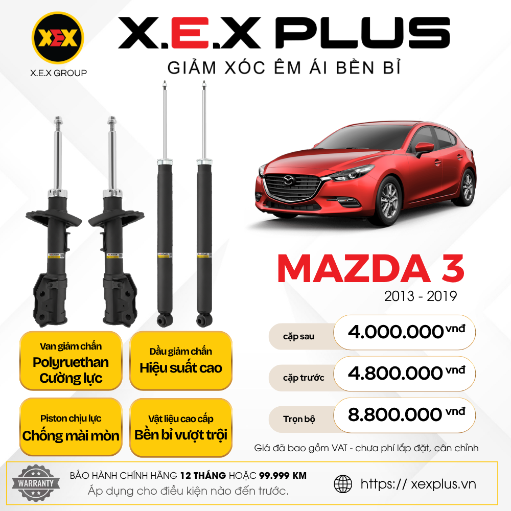 Phuộc Nhún Mazda 3 – X.E.X Plus Giảm Xóc Êm Ái Bền Bỉ