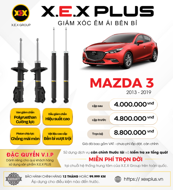 Phuộc Nhún Mazda 3 - X.E.X Plus Giảm Xóc Êm Ái Bền Bỉ 1 phuoc nhun mazda 3