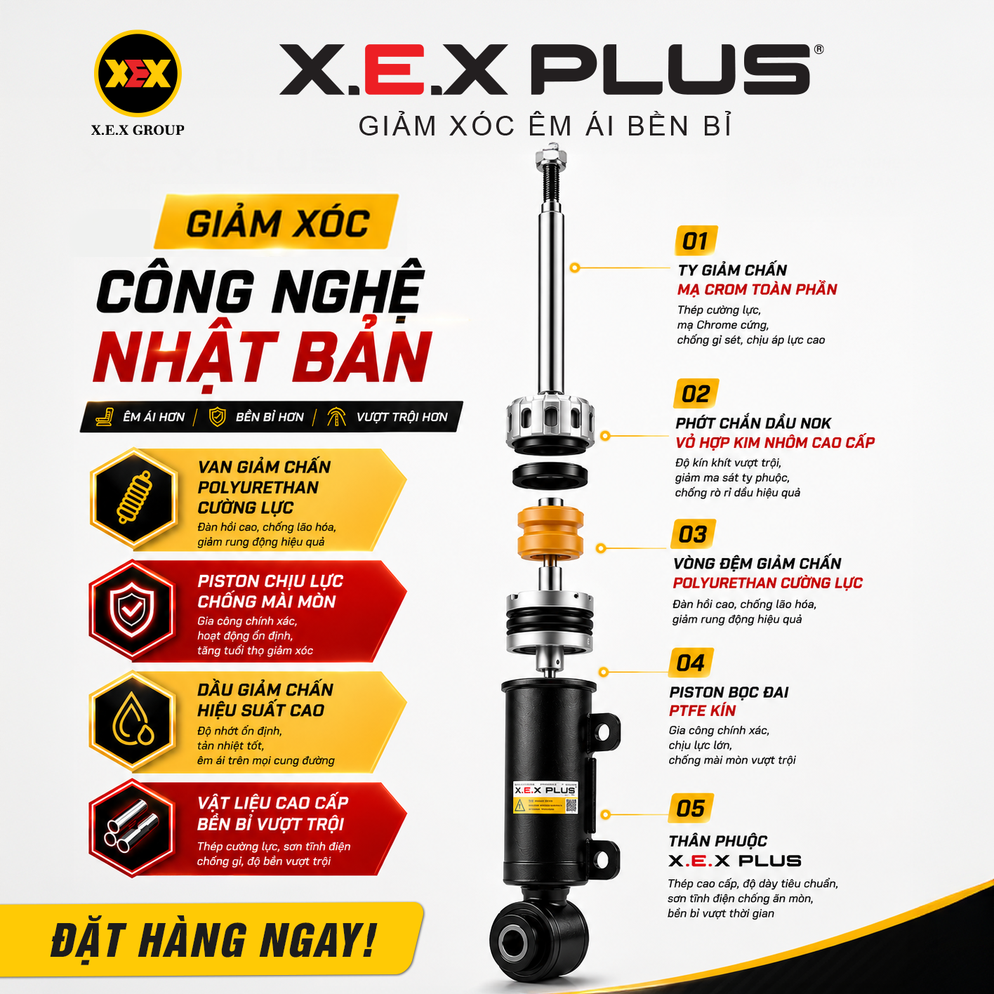 Phuộc Nhún Toyota Yaris – X.E.X Plus Giảm Xóc Êm Ái Bền Bỉ
