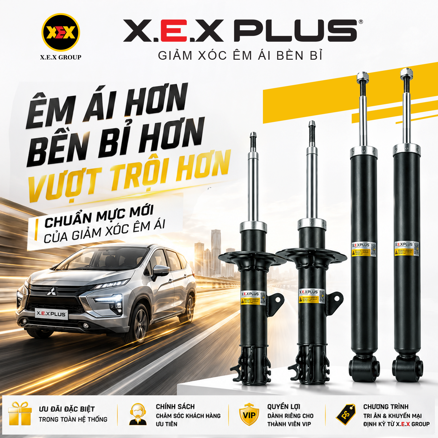 Phuộc Nhún Toyota Yaris – X.E.X Plus Giảm Xóc Êm Ái Bền Bỉ