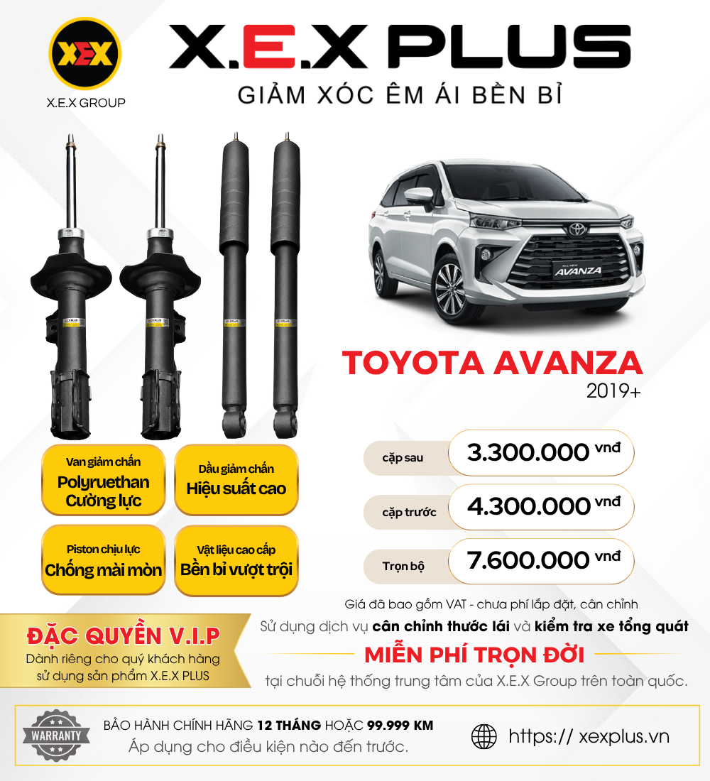 Phuộc Nhún Toyota Avanza – X.E.X Plus Giảm Xóc Êm Ái Bền Bỉ