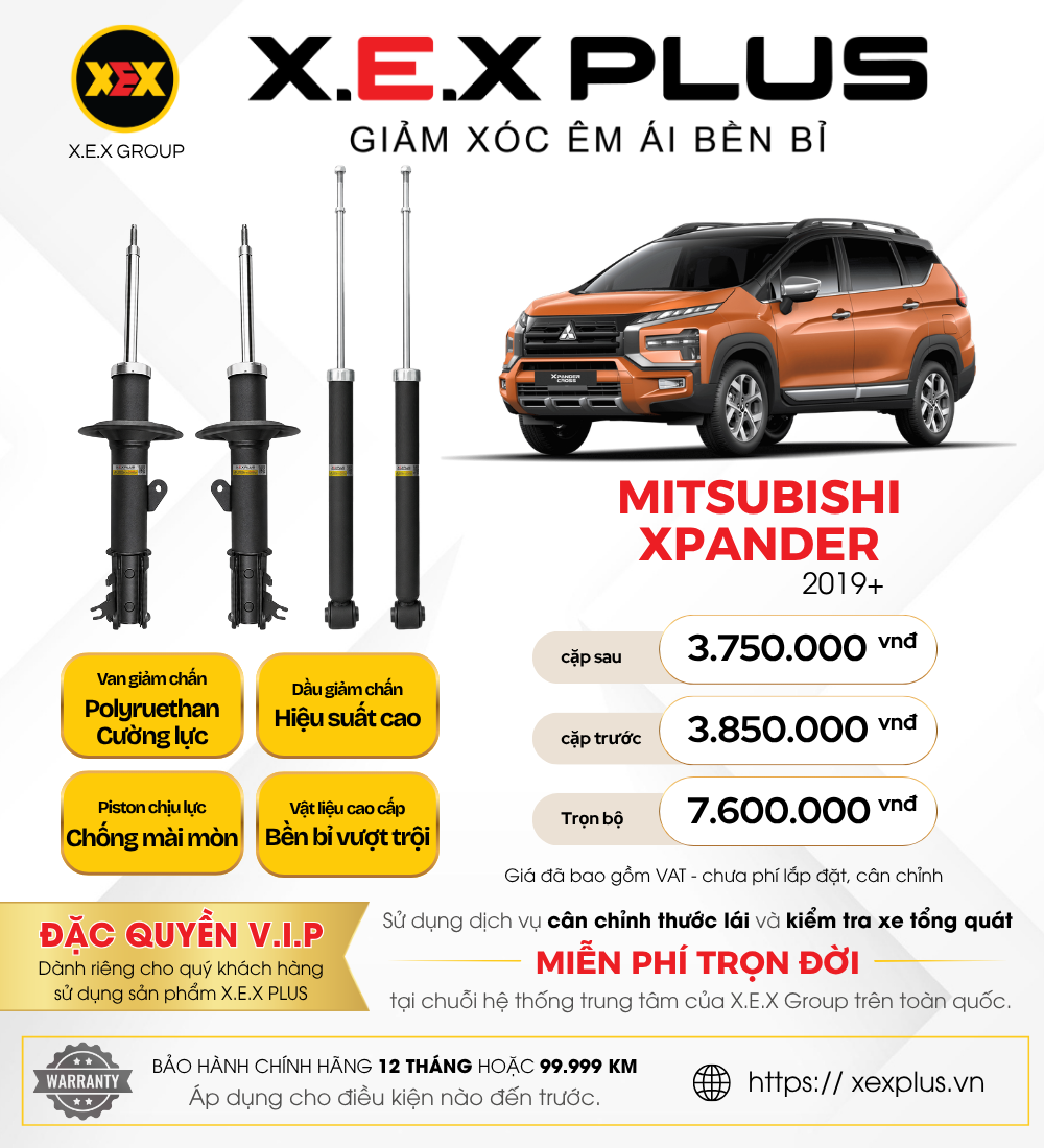 Phuộc Nhún Mitsubishi Xpander – X.E.X Plus Giảm Xóc Êm Ái Bền Bỉ