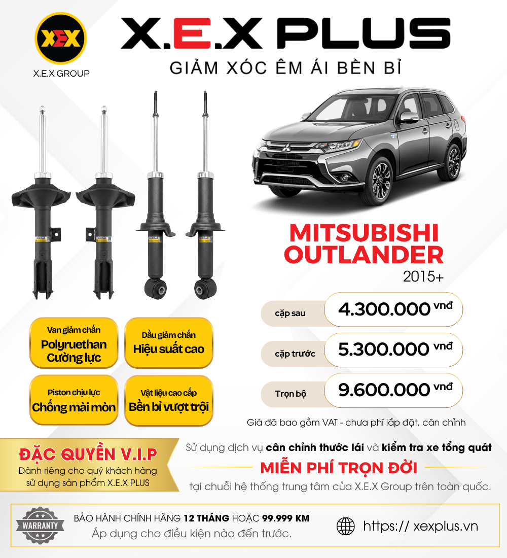 Phuộc Nhún Mitsubishi Outlander – X.E.X Plus Giảm Xóc Êm Ái Bền Bỉ