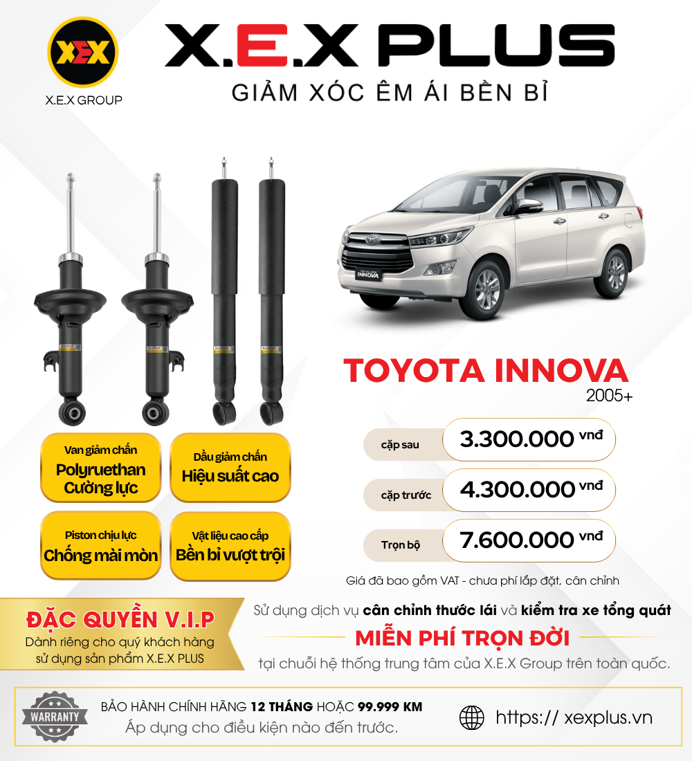 Phuộc Nhún Toyota Innova – X.E.X Plus Giảm Xóc Êm Ái Bền Bỉ