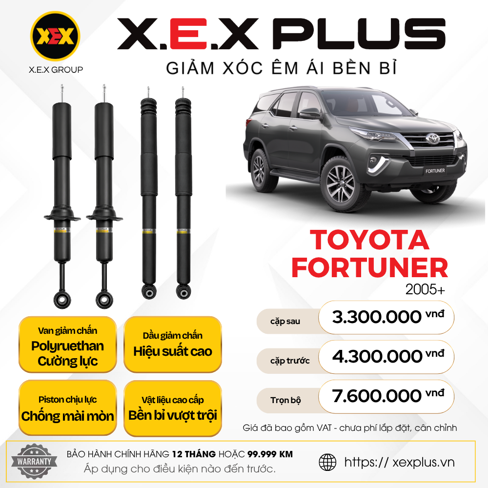 Phuộc Nhún Toyota Fortuner – X.E.X Plus Giảm Xóc Êm Ái Bền Bỉ