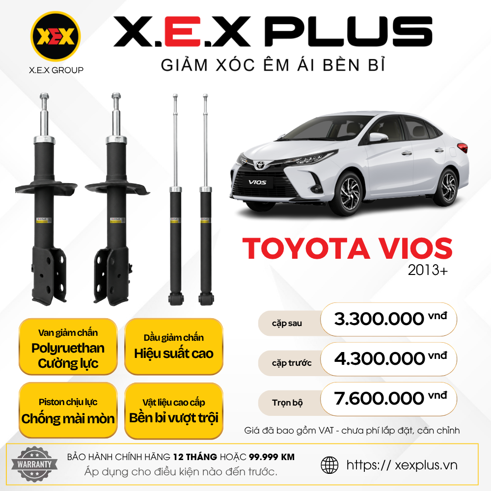 Phuộc Nhún Toyota Vios – X.E.X Plus Giảm Xóc Êm Ái Bền Bỉ