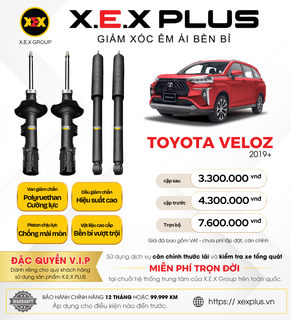 Phuộc Nhún Toyota Veloz – X.E.X Plus Giảm Xóc Êm Ái Bền Bỉ