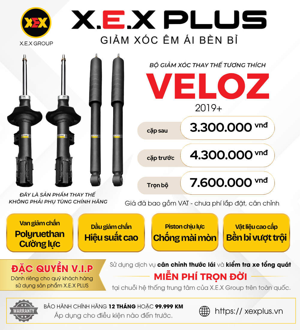 Phuộc Nhún Thay Thế tương thích Toyota Veloz – X.E.X Plus Giảm Xóc Êm Ái Bền Bỉ