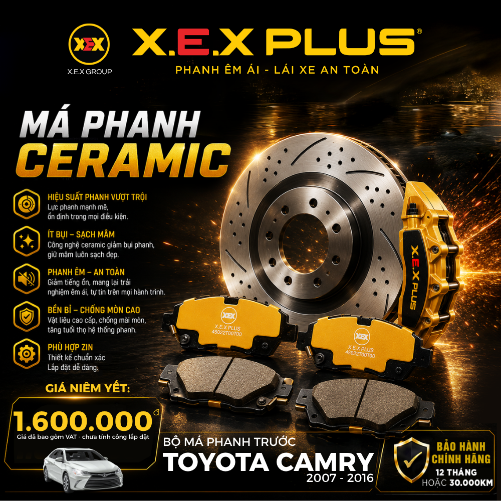 Bố thắng (má phanh) trước sau xe Toyota Camry ASV50 X.E.X Plus