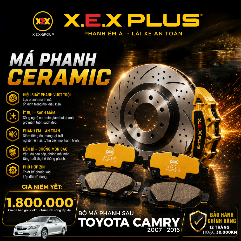 Bố thắng (má phanh) trước sau xe Toyota Camry ASV50 X.E.X Plus