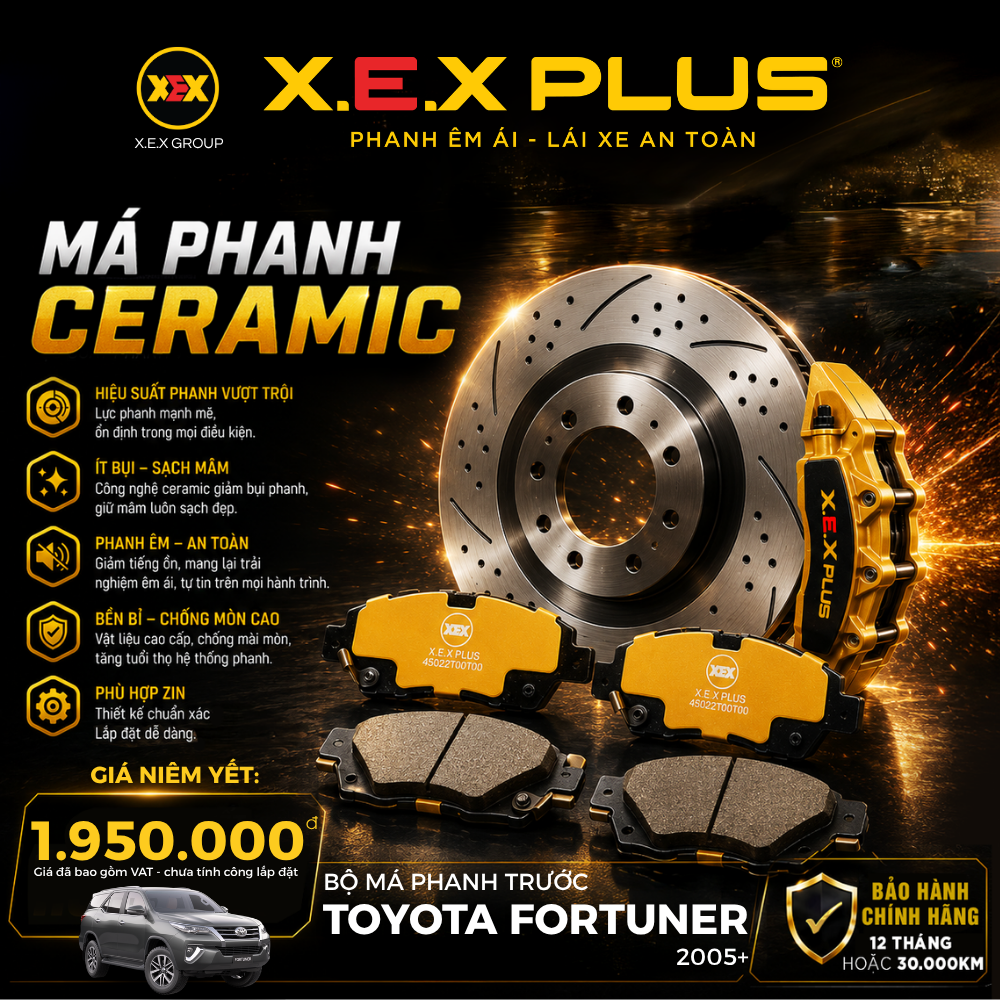 Bố thắng (má phanh) trước xe Toyota Fortuner X.E.X Plus