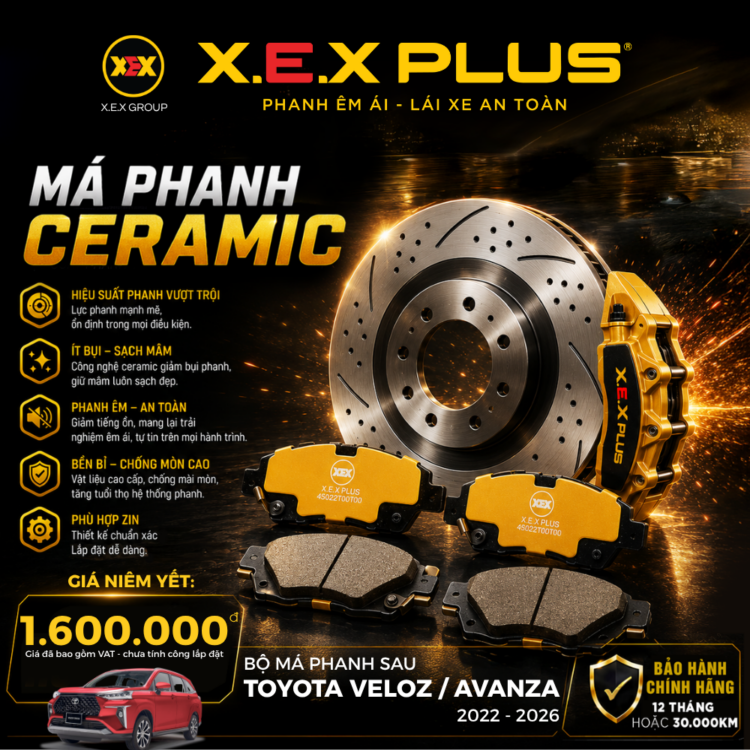 Bố thắng (má phanh) trước sau xe Toyota Veloz /Avanza X.E.X Plus 1 VELOZ SAU