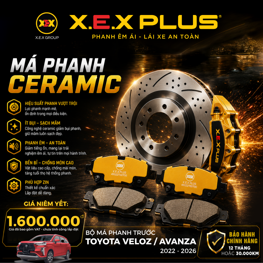 Bố thắng (má phanh) trước sau xe Toyota Veloz /Avanza X.E.X Plus