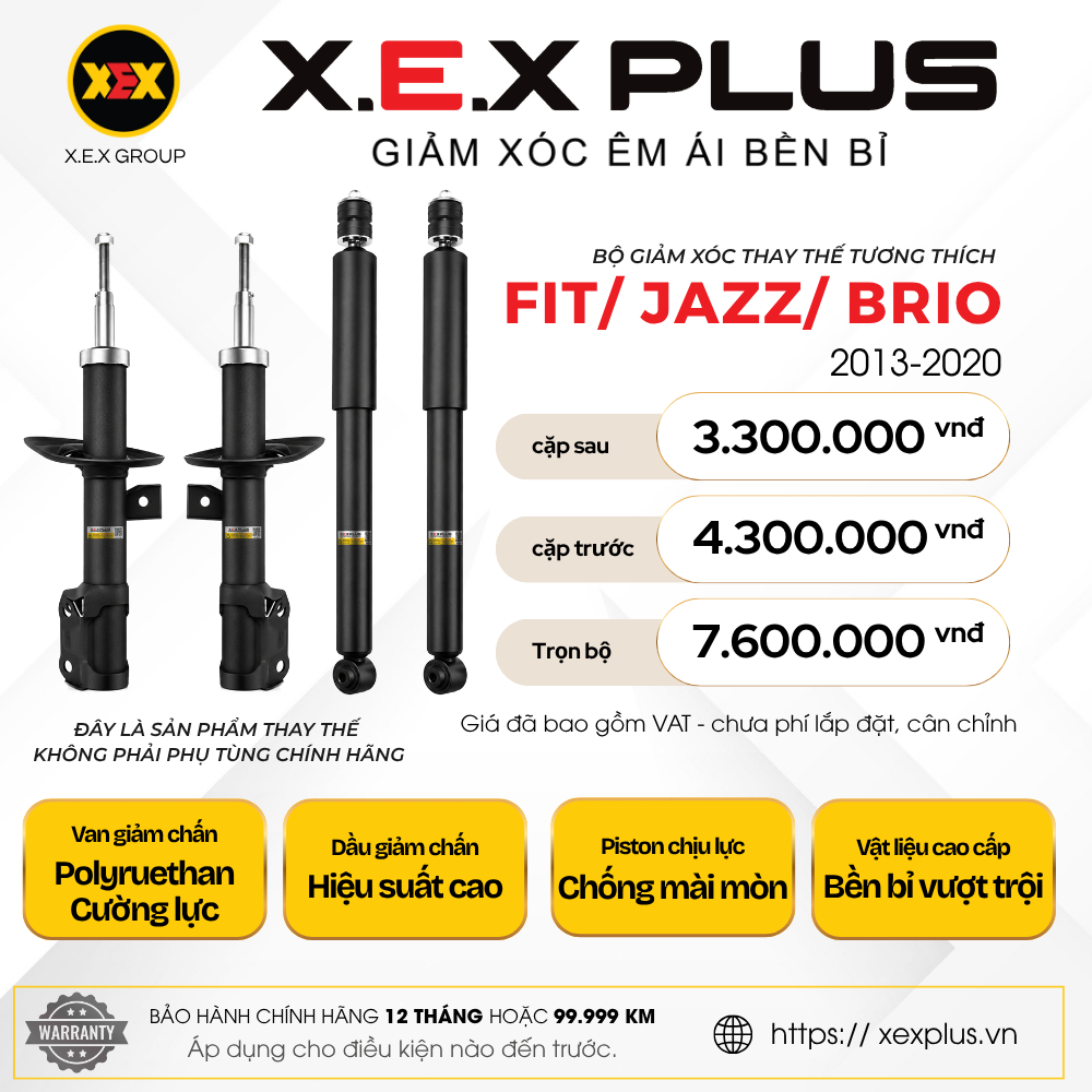 Phuộc Nhún Thay Thế tương thích Honda Jazz – X.E.X Plus Giảm Xóc Êm Ái Bền Bỉ