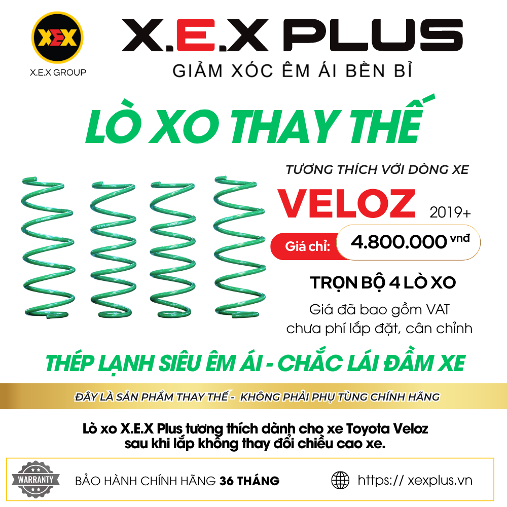 LÒ XO THAY THẾ TƯƠNG THÍCH VELOZ – X.E.X PLUS