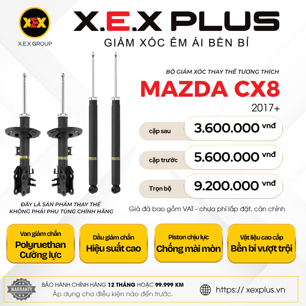 Phuộc Nhún Thay Thế tương thích Mazda CX-8 – X.E.X Plus Giảm Xóc Êm Ái Bền Bỉ