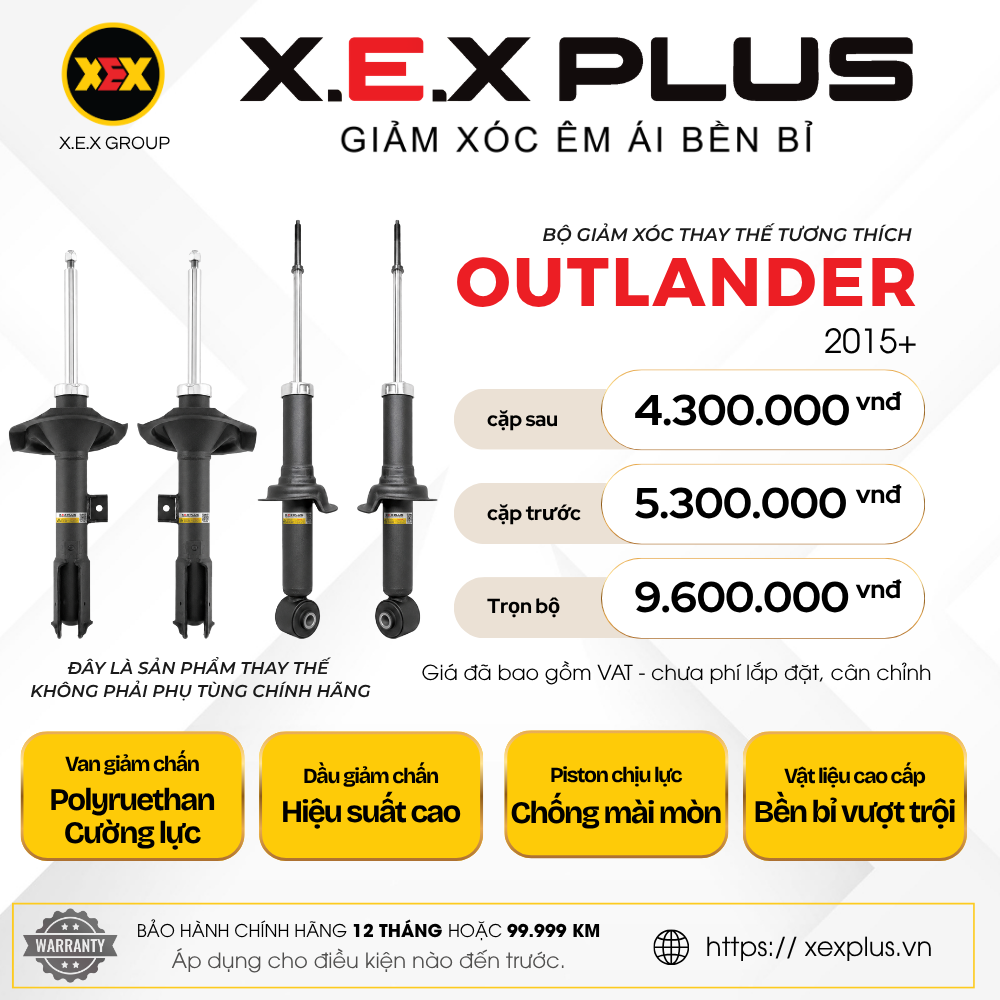 Phuộc Nhún Thay Thế tương thích Mitsubishi Outlander – X.E.X Plus Giảm Xóc Êm Ái Bền Bỉ