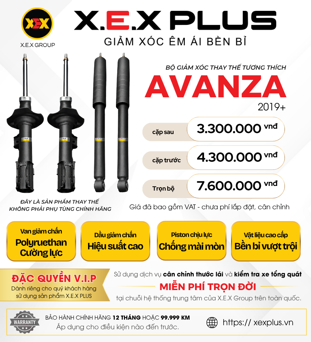 Phuộc Nhún Thay Thế tương thích Toyota Avanza – X.E.X Plus Giảm Xóc Êm Ái Bền Bỉ
