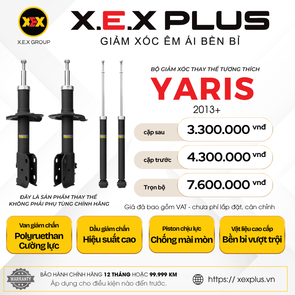 Phuộc Nhún Thay Thế tương thích Toyota Yaris – X.E.X Plus Giảm Xóc Êm Ái Bền Bỉ
